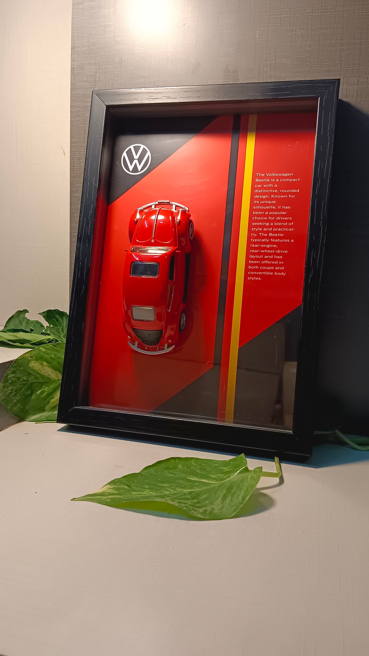 VW beetle Red 7.5x10.5 in